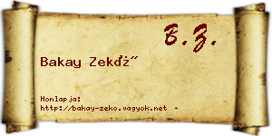 Bakay Zekő névjegykártya